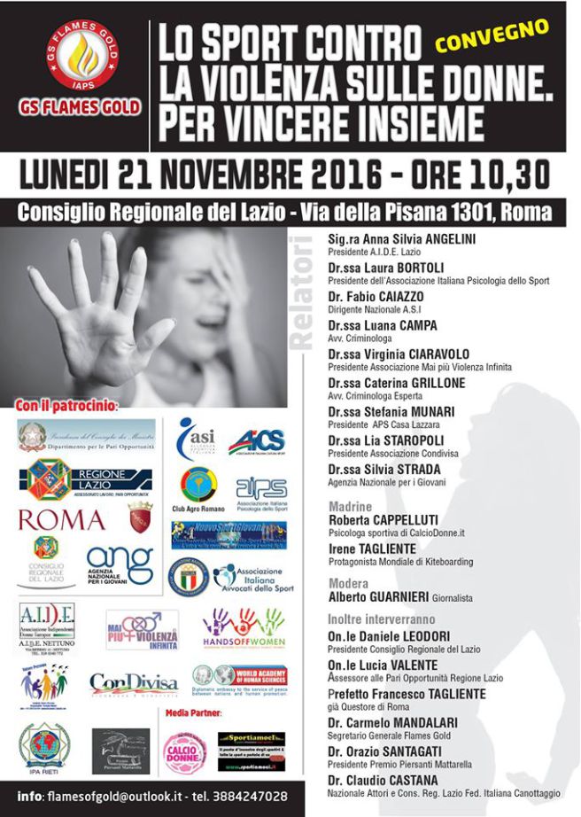 La onlus Memoria nel cuore al convegno Lo sport contro la violenza sulle donne. Per vincere insieme.